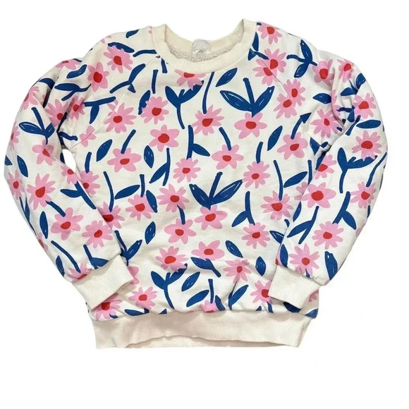 Hanna Andersson Fleece Girls Floral Pullover Sweatshirt Size 10 Reversible - Picture 1 of 7
